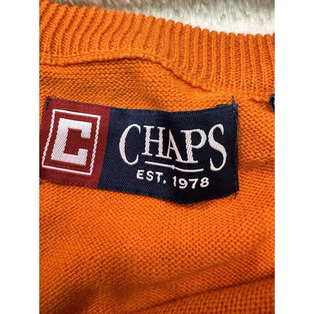 Chaps Mens Sz 2xlSweater Vest Sleeveless Sweater Orange 100% Cotton Preppy NWT - Picture 6 of 11